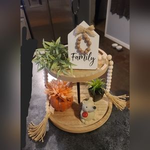 Tiered tray with decor